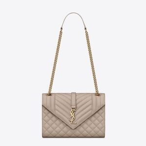 YSL ENVELOPE MEDIUM IN QUILTED GRAIN DE POUDRE EMBOSSED LEATHER